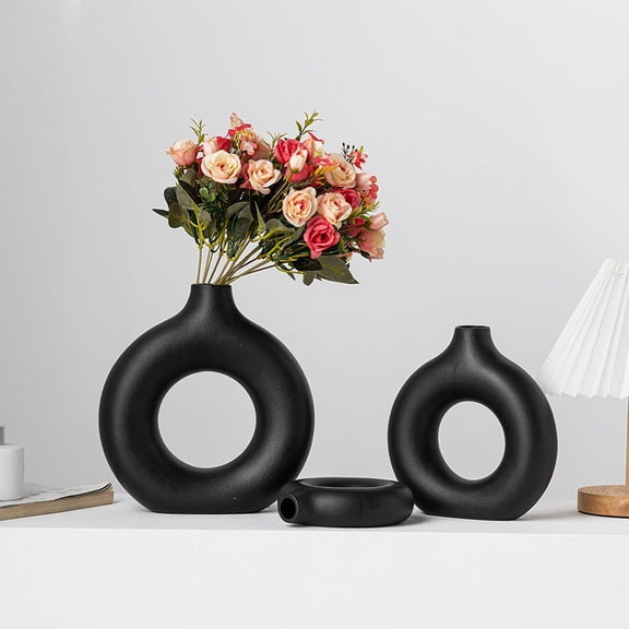 Nordic Plastic Flower Vase Decorative Bud Bottle White Medium Modern Minimalist Tabletop Vase for Floral Arrangement Waterproof Durable Plastic Living Room Decor