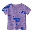 thumbnail image 1 of T-Shirts d'Été pour Filles, Manches Courtes Imprimées Graphiques Décontractées, Col Rond à Volants, Taille 1-2T, 1 of 4