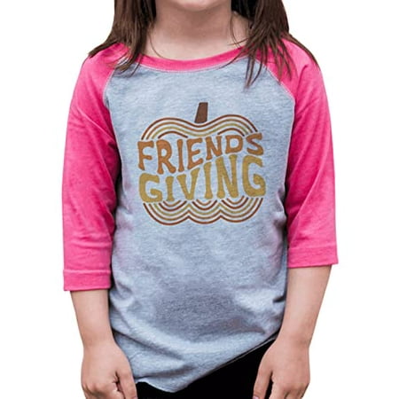 

7 ate 9 Apparel Girls Happy Thanksgiving Shirts - Friendsgiving Shirt - Pumpkin - Pink Shirt 5T