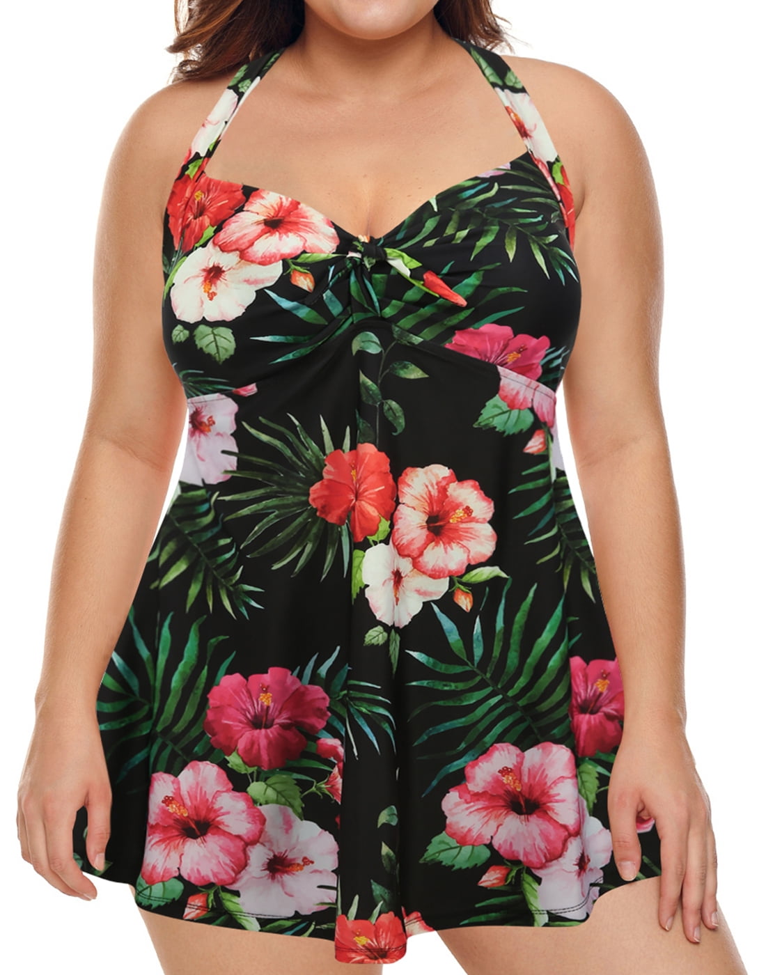 hde lemon women's one piece swimdress plus size tummy control