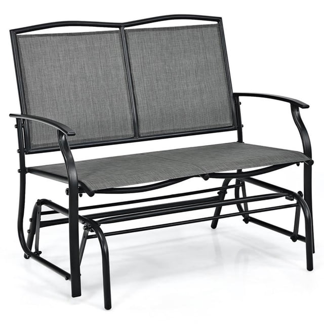 Pemberly Row Patio Glider Rocking Bench Double 2 Person Chair Gray