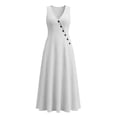thumbnail image 3 of YABCSAZ Womens Plus Size Summer Dresses Flowy Casual Loose Sleeveless Long Maxi Dresses Solid Color V-Neck Button Front Pocket Sundress Beach Tunic T Shirt Midi Dress, 3 of 8