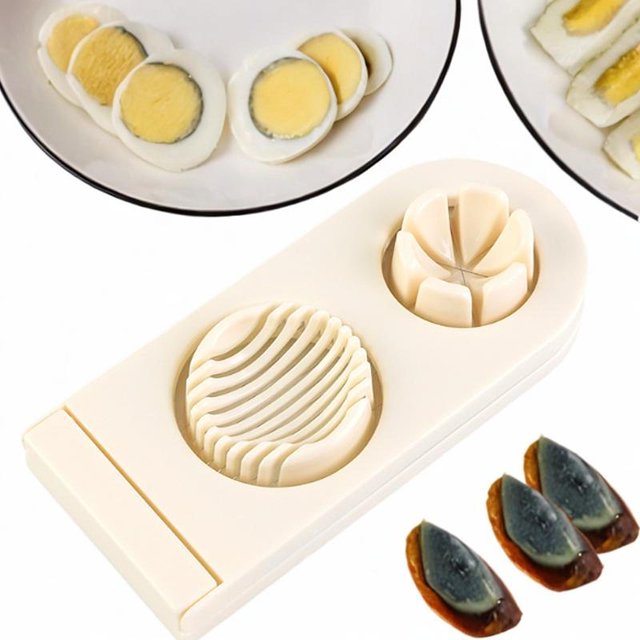Cortadora de huevos para huevos duros, de huevos, máquina para hacer ensalada de huevos, práctico picador de huevos, utensilio para cortar hu beige
