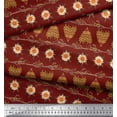 thumbnail image 2 of Soimoi Red Rayon Fabric Leaves & Sunflower Floral Print Fabric By the Yard 42 Inch Wide, 2 of 3