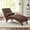 Brown + Foam + technical leather, variant on Chaise Lounge Chair with Bolster Pillow, Upholstered in Premium Tech Fabric – Mid-Century Modern Curved Lounger for Living Room, Bedroom & Reading Nook, 400 lbs Capacity, Brown