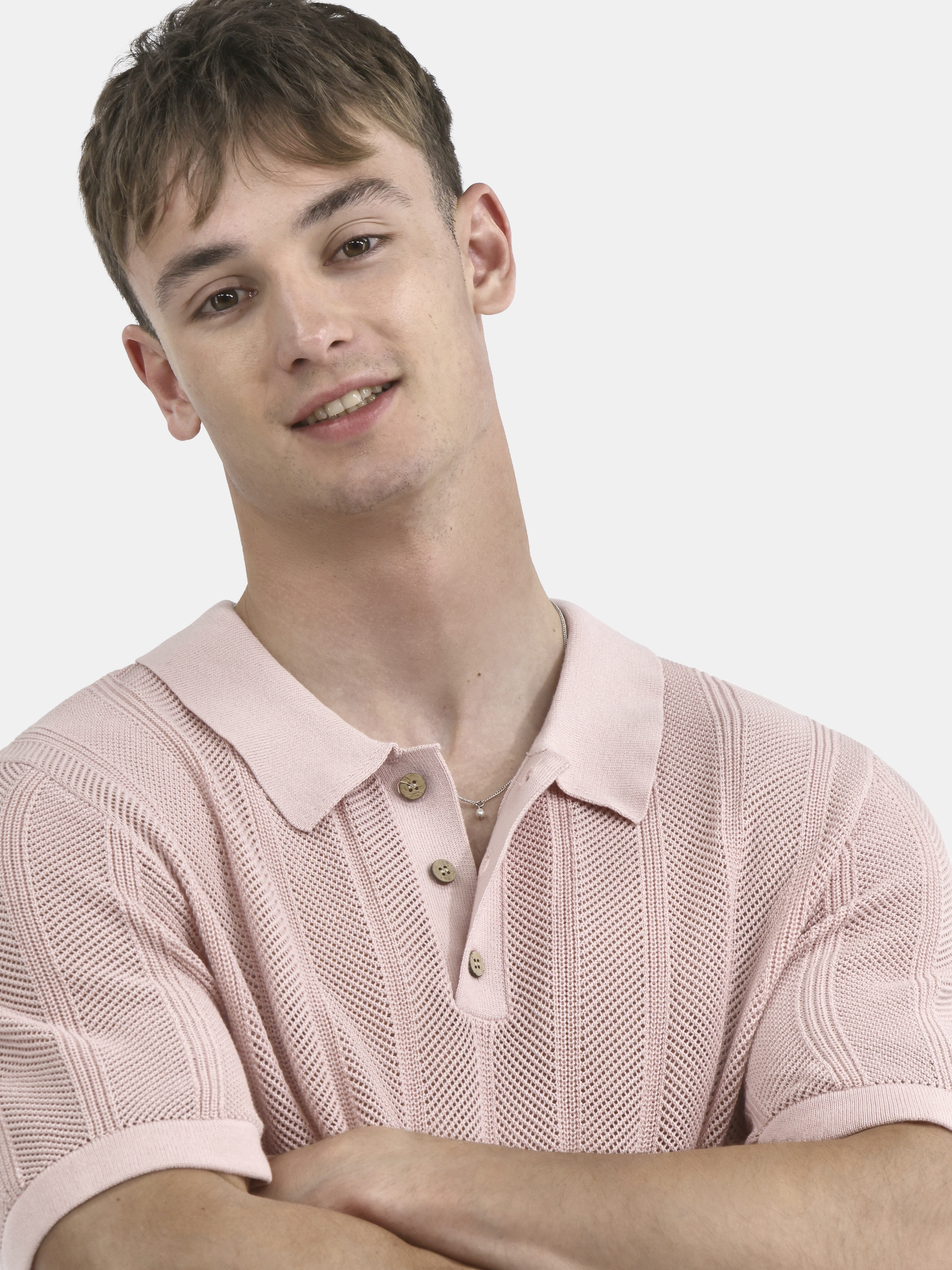 No Boundaries Drop Needle Stich Polo Sweater, Men's and Big Men's