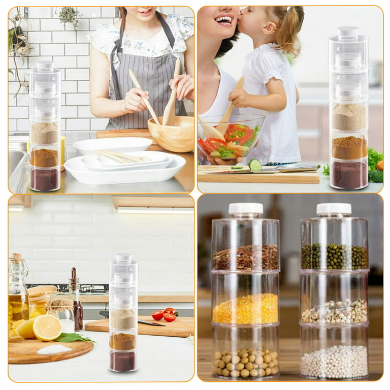 6pcs, Stackable Spice Storage Containers, Refillable Spice Jars