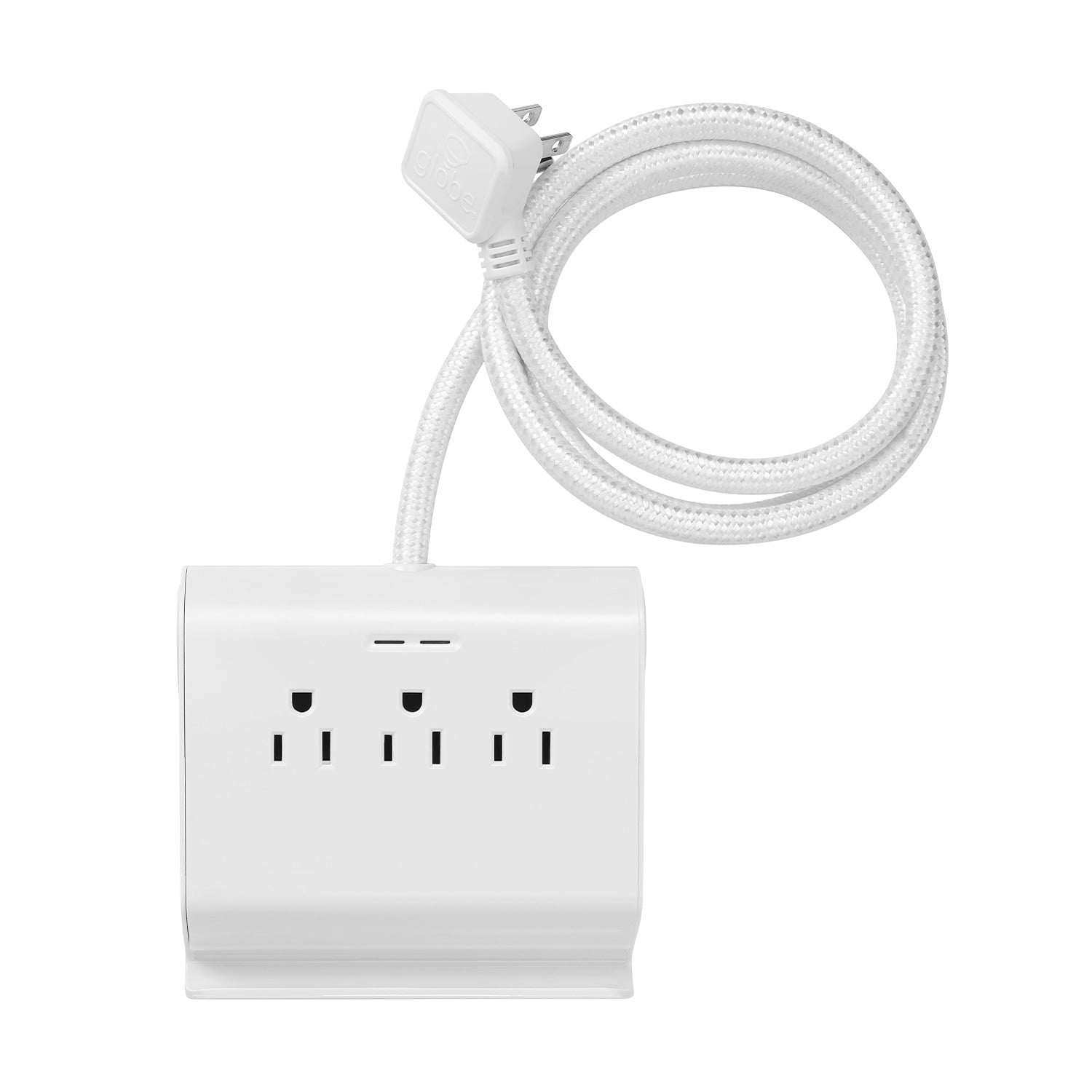 Globe Electric 6 ft. 3-Outlet White Surge Protector Desktop Power Strip with 4 USB Ports and Fabric Cord