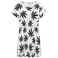 thumbnail image 3 of Weed Pattern Short Sleeve Dress Women Summer Evening Dresses Ladies Sundress, 3 of 7
