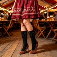 thumbnail image 4 of WAYUTE Womens Socks Ruffle Lace Floral Jacquard Soft Breathable Vintage Fashion Mid Calf Socks for Dress Daily Casual Outfits, 4 of 5
