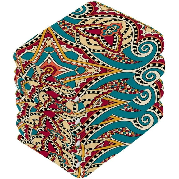 Coolnut Floral Paisley Washcloths, 2 PCS 12 X 12 Inches Cotton Wash Cloths, Highly Absorbent and Soft Face Towels for Bathroom,Gym,Hotel and Spa