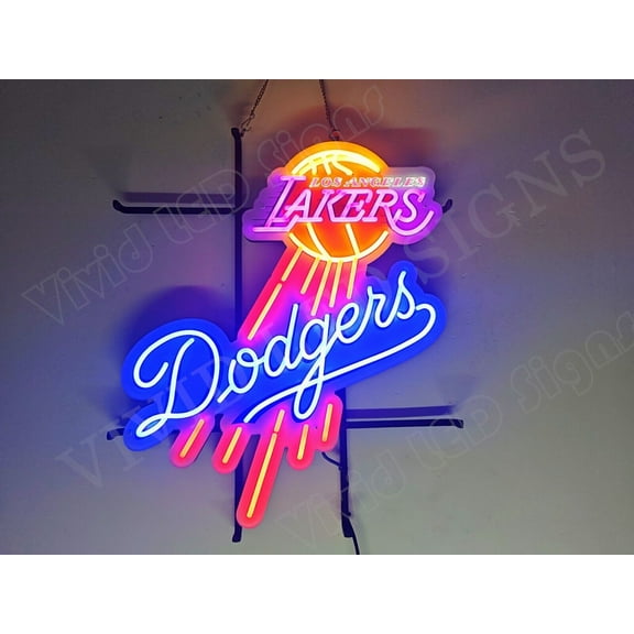 Queen Sense 24"x20" Custom For Los Angeles's Sports League Dodger And Laker LED Sign Light Neon Signs With Dimmer Party Beer Home Wall Decor Lights W124LADALLVVD-XLED