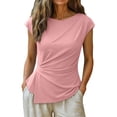 thumbnail image 6 of Womens Tops Sleeveless Top Soft Ruched Asymmetrical T Shirt for Women Breathable Summer Blouses for Women Slim Fit Tank Top Women's T Shirts Pink M 2026 Sales Under $6, 6 of 7