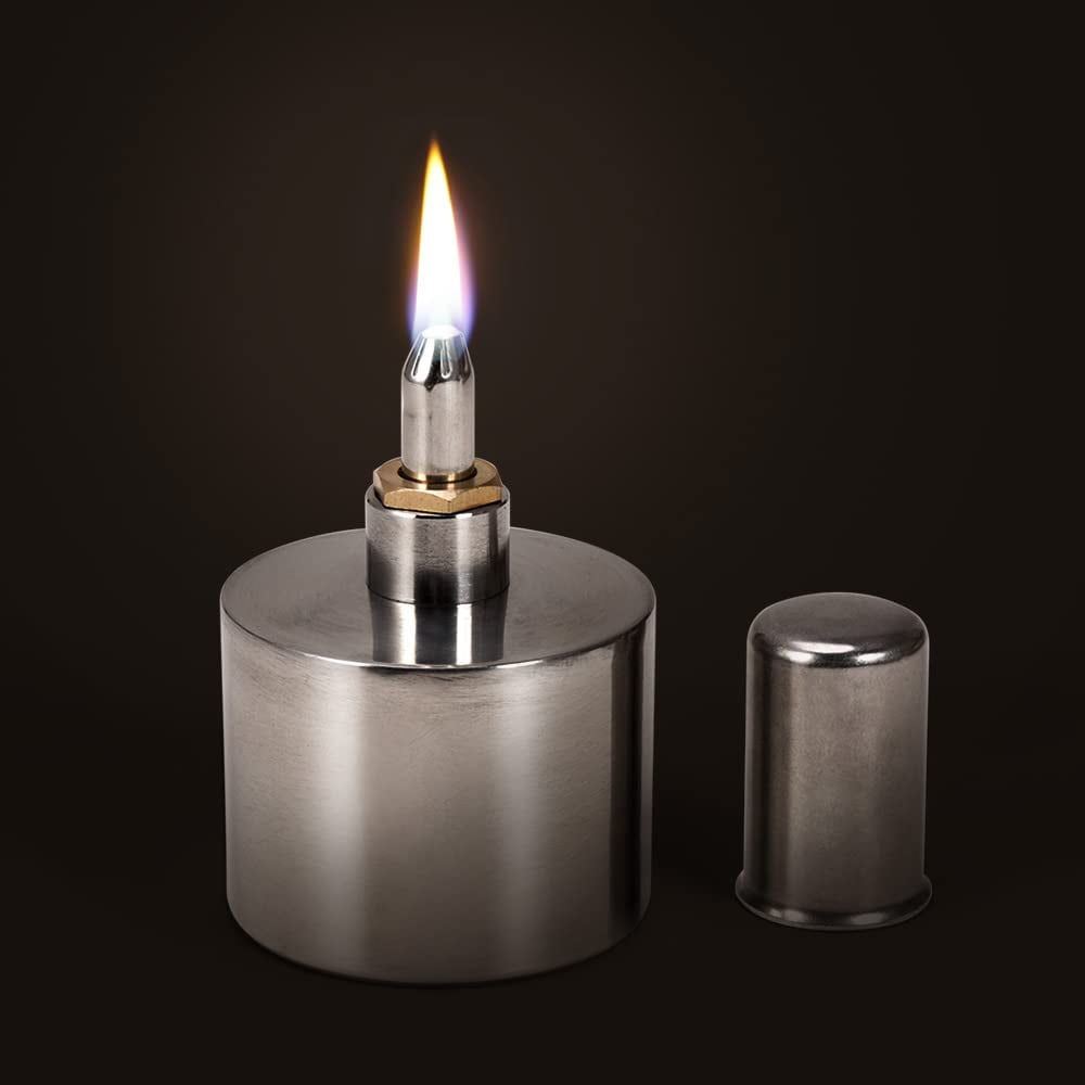 ABPETE 200ml Stainless Steel Alcohol Lamp Burner Thickened Explosion-Proof Craft Laboratory Chemistry Alcohol Burner Dental Lad Lamp with Brass Screw and Wick