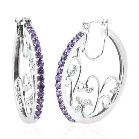 Pink Dial Jewelry Round Cubic Zircon CZ Pink Hoops Hoop Earrings for Women Hypoallergenic Cttw 3.1 Jewelry Gift ()