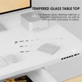 thumbnail image 4 of Electric Standing Desk with Glass Tabletop and Drawer, Ergonomic Height Adjustable Stand Up Table Home Office Computer Sit Stand Desk with Memory Controller, Type-C & USB Ports, White, 4 of 8