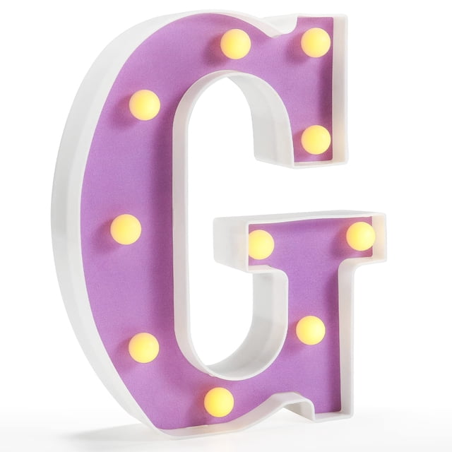 Lámpara LED para marquesina Pooqla, letra G, color morado, 22 cm