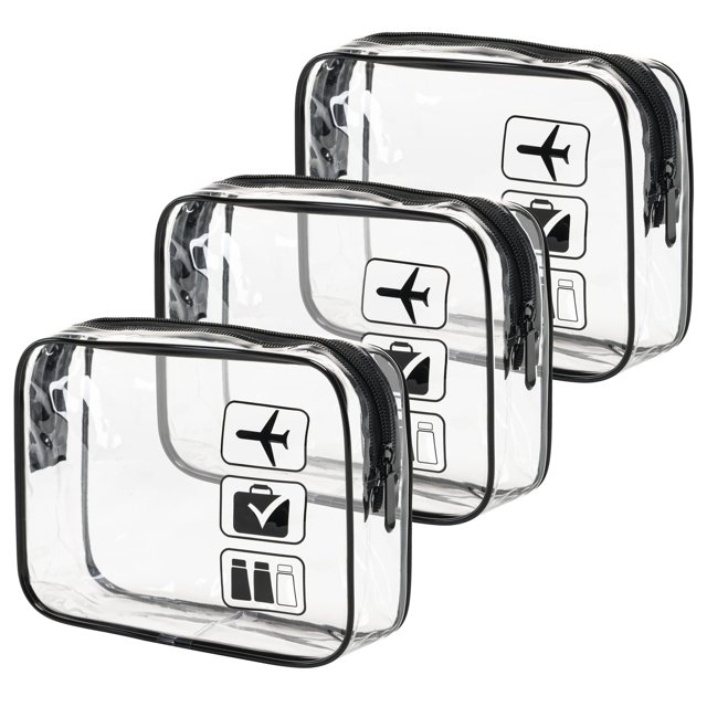 Neceser MODENGKONGJIAN aprobado por la TSA, 3 piezas, transparente negro