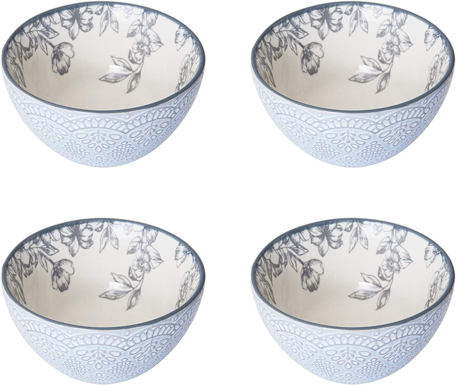 Pfaltzgraff Gabriela Storage Bowls, 6 inch, Blue and White