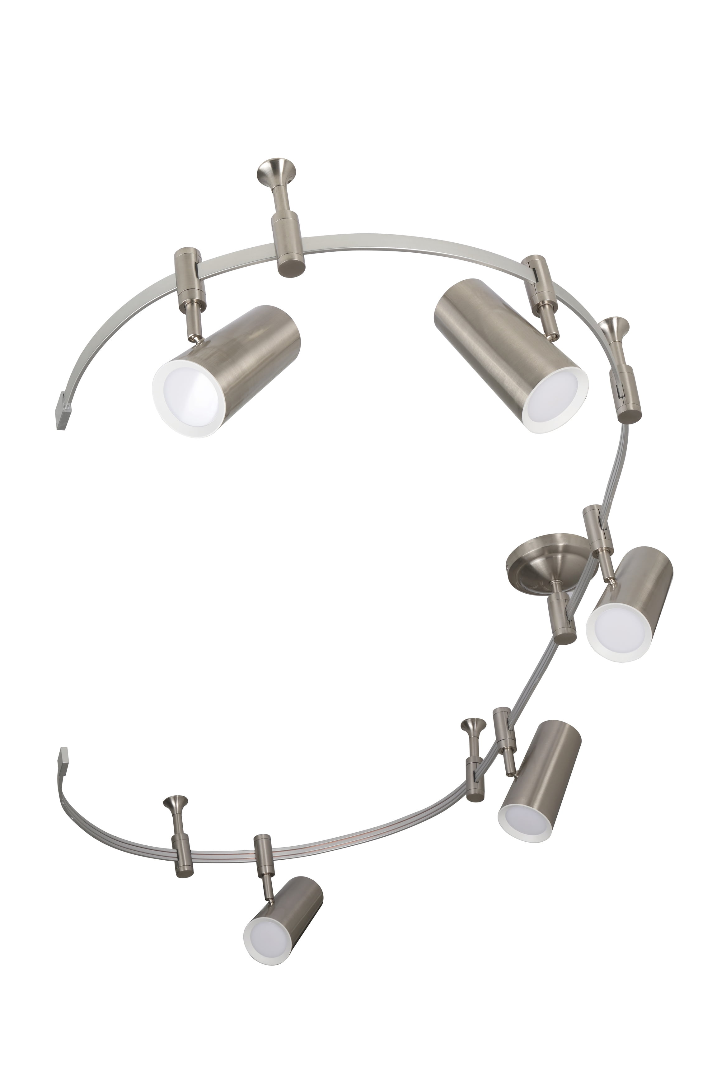 Catalina Lighting Ellipse Flex Track 5-Light Dimmable LED Track Light with 8' Adjustable Track Rail Modern Light Fixture for Kitchen, Living Room, Bedroom, or Office, 3000K, Brushed Nickel