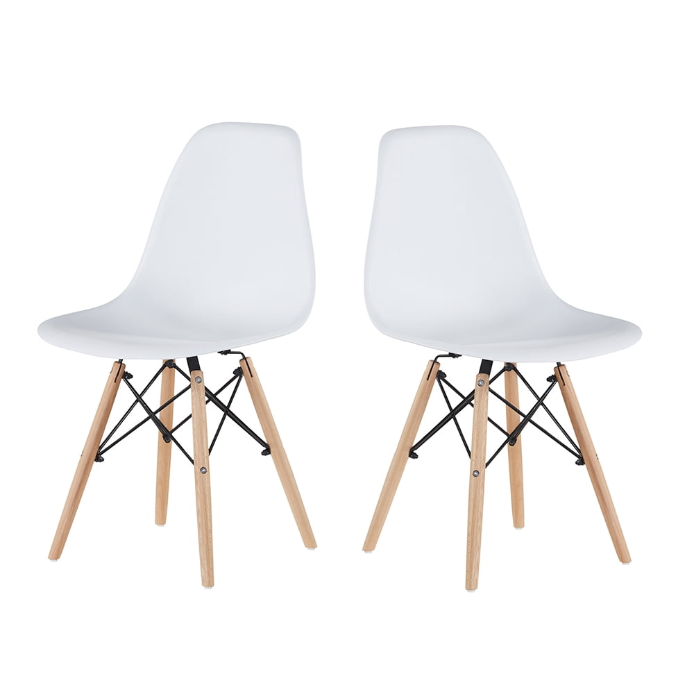 Kepooman Elegant Dining Chairs Set of 4, Plastic Chair at home with Wooden Legs, Side Chairs for Living Room Kitchen Bedroom, White Kepooman Elegant Dining Chairs Set of 4, Plastic Chair at home with Wooden Legs, Side Chairs for Living Room Kitchen Bedroom, White