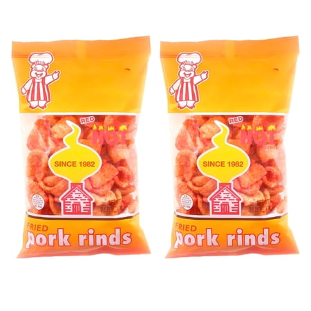 Red Hot Fried Pork Rinds Snacks Bag 2 Counts 2.6 oz