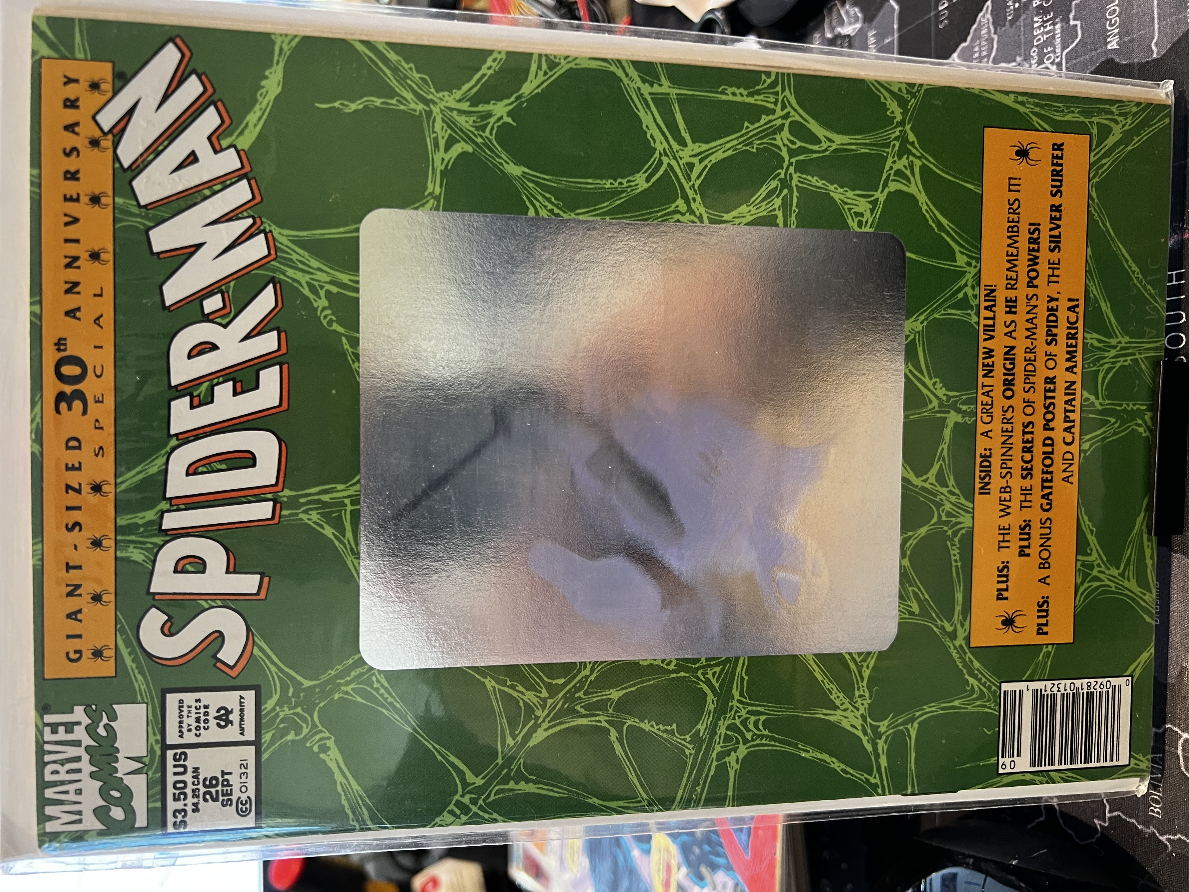 Spider-Man #26 (1992) Newsstand, Hologram Cover; Poster included, Origin Story.