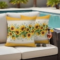 thumbnail image 5 of Southwest Sunflowers Pillow Covers 2 Pack Watercolor Country Yellow Floral Leaf Yellow Stripes Pillowcase Waterproof Outdoor Throw Pillow Cover for Patio Garden Square Cushion 24”x24”, 5 of 9