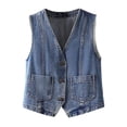 thumbnail image 5 of TrendOFT Womens Denim Vest Sleeveless V neck Jean Suit Trendy Waistcoat Jean Vest for Women Blue L, 5 of 5