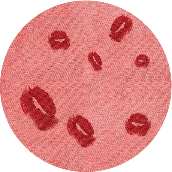 Ahgly Company Machine Washable Indoor Round Transitional Fire Engine Red Area Rugs, 5' Round