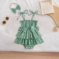 thumbnail image 2 of Hessimy Newborn 3 6 12 18 Months Baby Girl Romper Summer Clothes Waffes Outfit Onesie Bodysuit Infant Girl Clothes(Green, 2 of 5