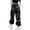 Black, variant on Girl's High Waist Slim Casual Tapered Cargo Pants Drawstring Elastic Waist Wide Leg Camo Pant Baggy Long Trousers Y2K Streetwear with Pockets
