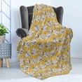 thumbnail image 4 of Vintage Soft Flannel Fleece Throw Blanket, Hatched Hand Drawn Pattern with Orange Fruit and Flowers, Cozy Plush for Indoor and Outdoor Use, 50" x 60", Earth Yellow Taupe, by Ambesonne, 4 of 5