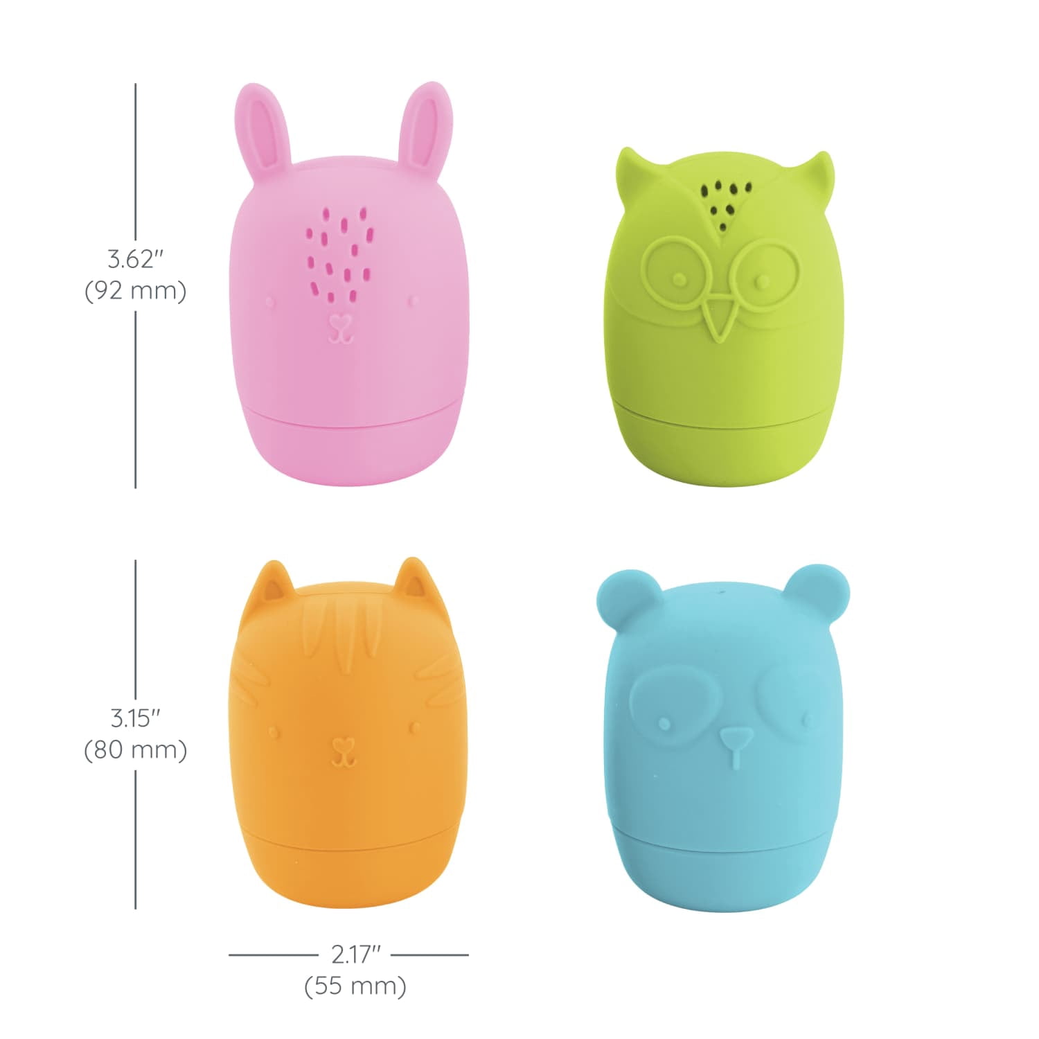 Infantino Clean Bath Silicone Squirters, for Babies 6-12 Months, Multicolor, 4-Pack