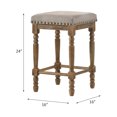 thumbnail image 4 of Gzxs Bar Stools Set of 2, 24 inch Counter Height Wooden Barstools w/ Upholstered Seats and Nailhead Trim Accent, Farmhouse Style for Kitchen Island, Pub, Cafe, Beige & Weathered Oak, 4 of 6
