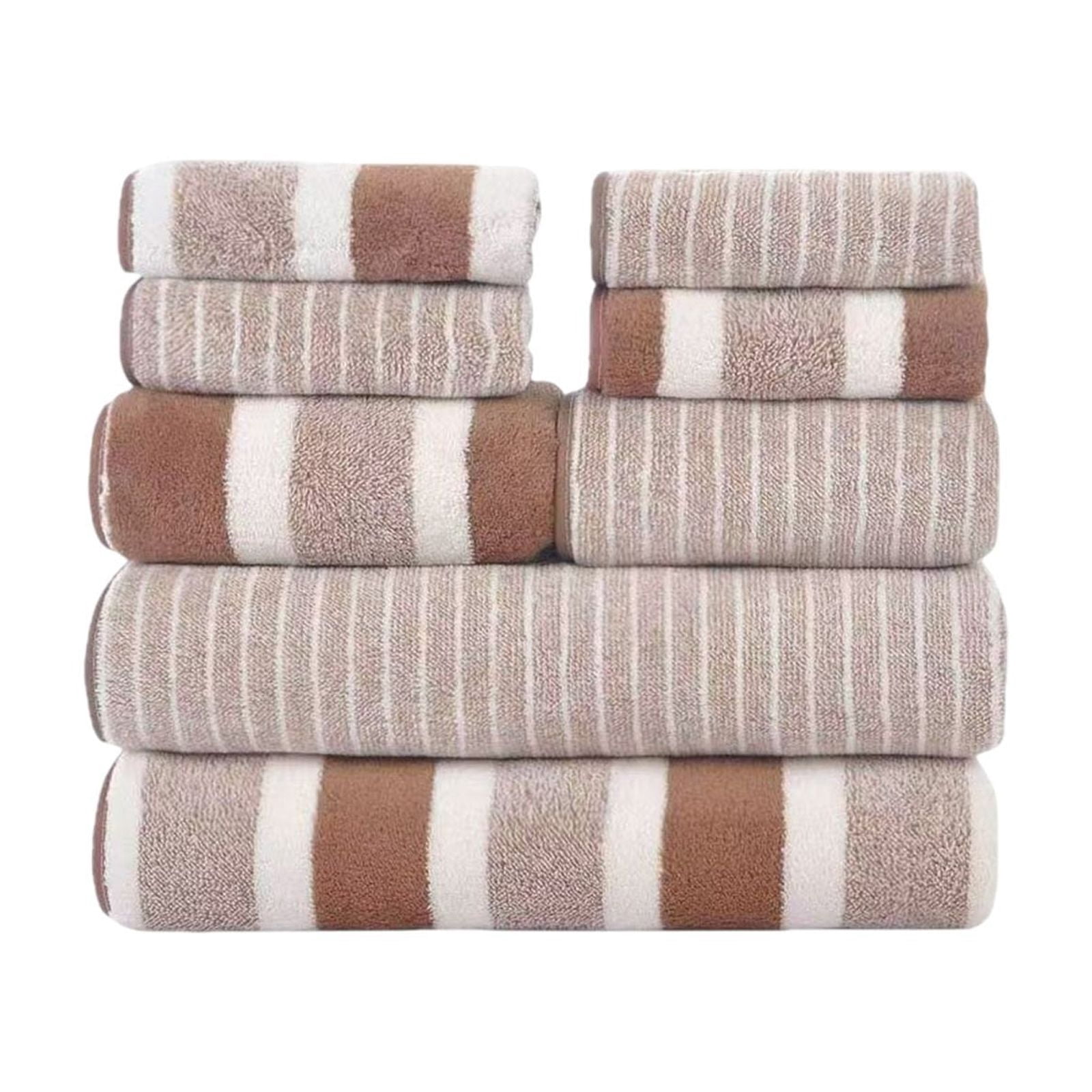 8 Piece Striped Towel Set Absorbent Bathroom Towels 2 Bath Towels 2 Hand Towels 4 Towels Home Bathroom Hotel and Spa Salon Towels Bathroom Supplies 37X27X16cm Home Decor