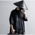 thumbnail image 4 of Techwear Harajuku Matte Black Tee Japanese Samurai T-Shirt Kanji Embroidery Shirt, 4 of 5