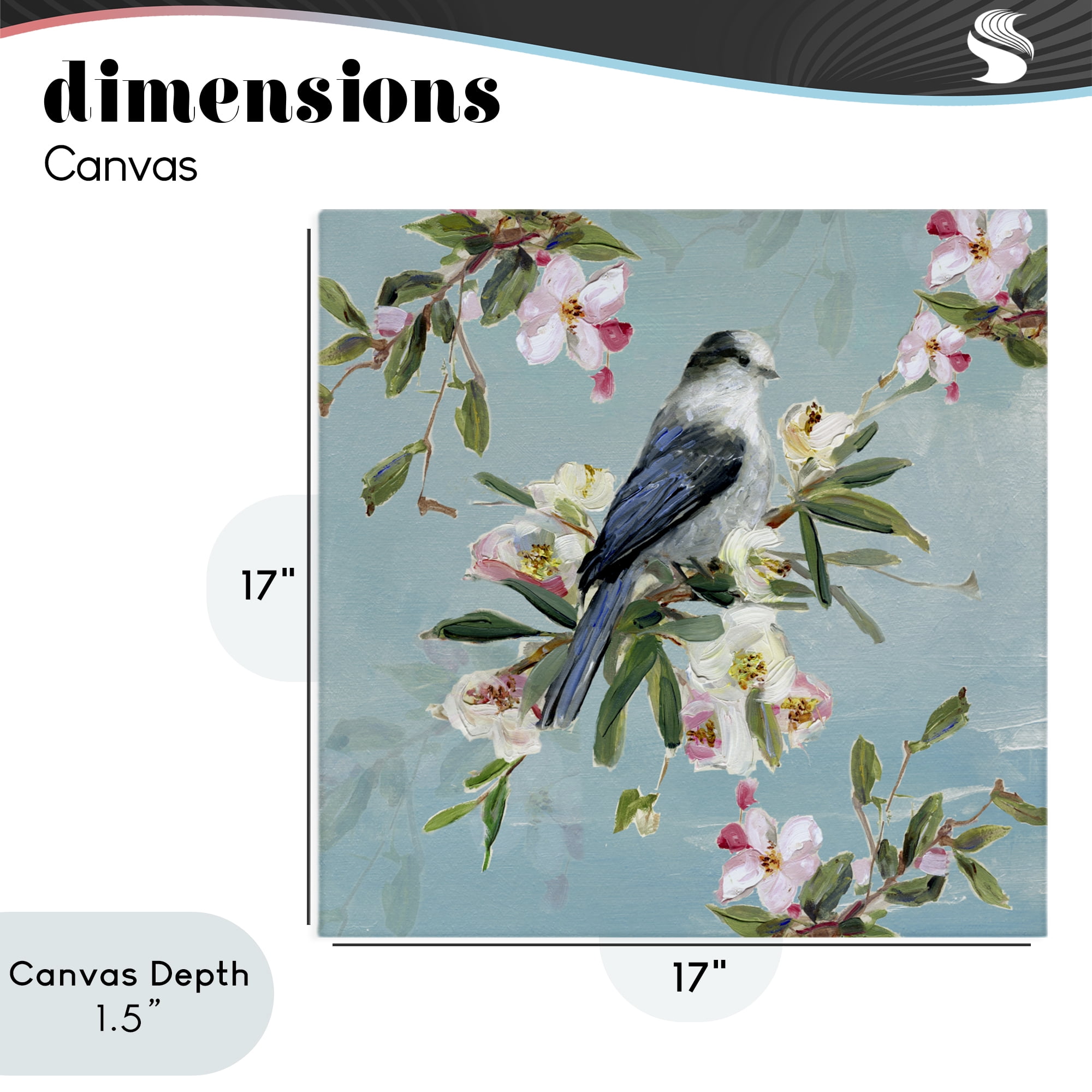 Stupell Industries Pastel Songbird Among Blossoms Canvas Wall Art, design by Sally Swatland