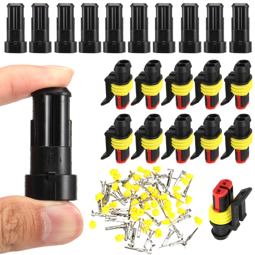 10 Set 2 Pin Waterproof Car ATV Electrical Wire Sealed Connector Plug Cable 12V