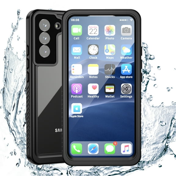 SaniMore for Samsung Galaxy S23 IP68 Waterproof Case Built-in Screen Protector, Rugged PC Transparent [Not Yellowing Technology] Dustproof Heavy Duty Protective for Samsung S23, Black