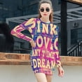 thumbnail image 3 of Pink Love Dream Graphic Print Women's Long Sleeve Bodycon Dress Soft Stretchy For Everyday Wear And Special Occasions, 3 of 6