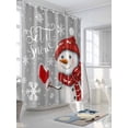 thumbnail image 3 of Christmas Snowman Shower Curtain Set, Waterproof Shower Curtains for Bathroom, Xmas Let Snow Winter Snowflake Grey Washable Fabric Cloth Bath Curtain for Bathtub Decoration with Hooks 72x78 Inches, 3 of 6