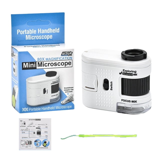 ICQOVD Squishy Portable Mini Microscope 80X Pocket Science Exploration Tool