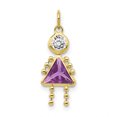 thumbnail image 1 of Collier Pendentif Pierre de Naissance Fille en Or Jaune 10k Février, 1 of 6