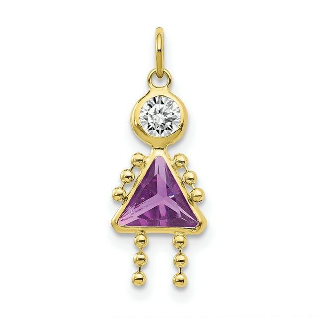 Collier Pendentif Pierre de Naissance Fille en Or Jaune 10k Février