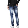 thumbnail image 4 of Ma Croix Mens Biker Jeans Distressed Ripped Zipper Straight Slim Fit Stretch Denim Pants, 4 of 6