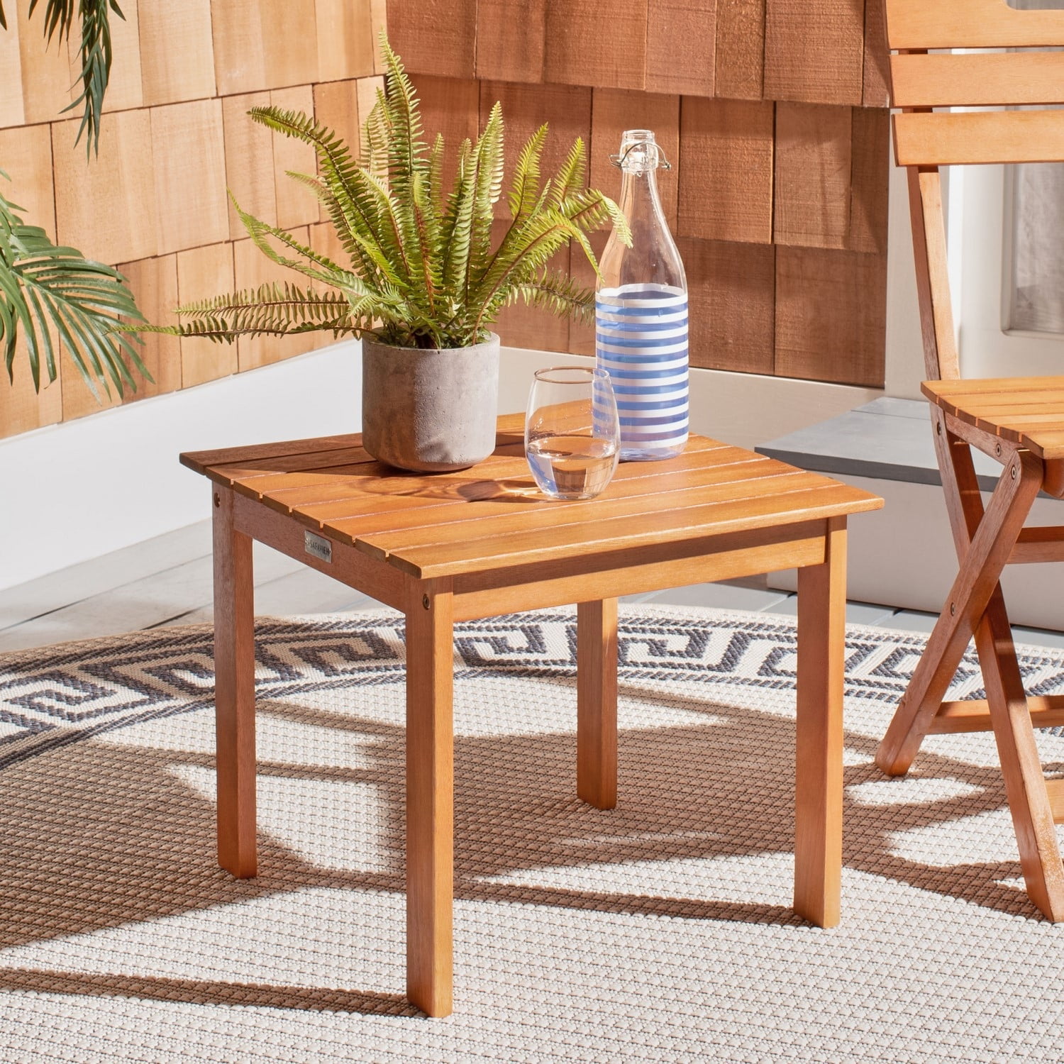 safavieh randor outdoor patio folding table - natural - walmart