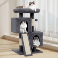 thumbnail image 4 of Magshion 34" Small Cat Tower, Cat Tree with Sisal Scratching Posts/Ramp, Smoky Gray, 4 of 11