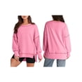 thumbnail image 3 of Sudadera Informal de Cuello Redondo para Mujer, de Larga, Holgada, , con Costuras en Contraste, para Otoño. Rosa S, 3 of 8