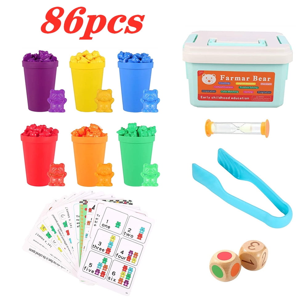 86pcs Rainbow Counting Bears Set Math Games with Storage Box, Matching  Sorting Cups, Bear Counters and Dice Math Games, Montessori Learning Toys  STEM Educational for Toddlers and Children - Walmart.com